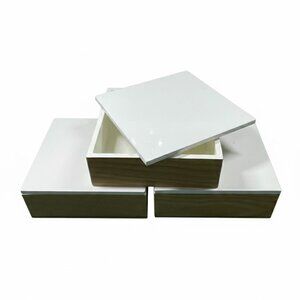 Display Trinket Boxes (3) White with Beech